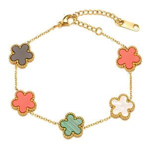 18K Gold Plated Women's Flower Bracelet Hypoallergenic Waterproof Non Tarnish